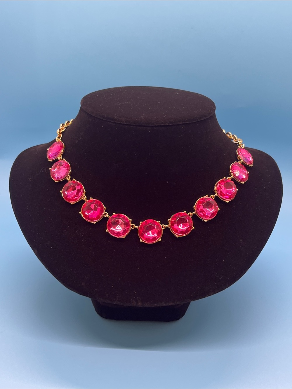 Daisy Fuentes Gold Necklace with Vibrant Pink Stones